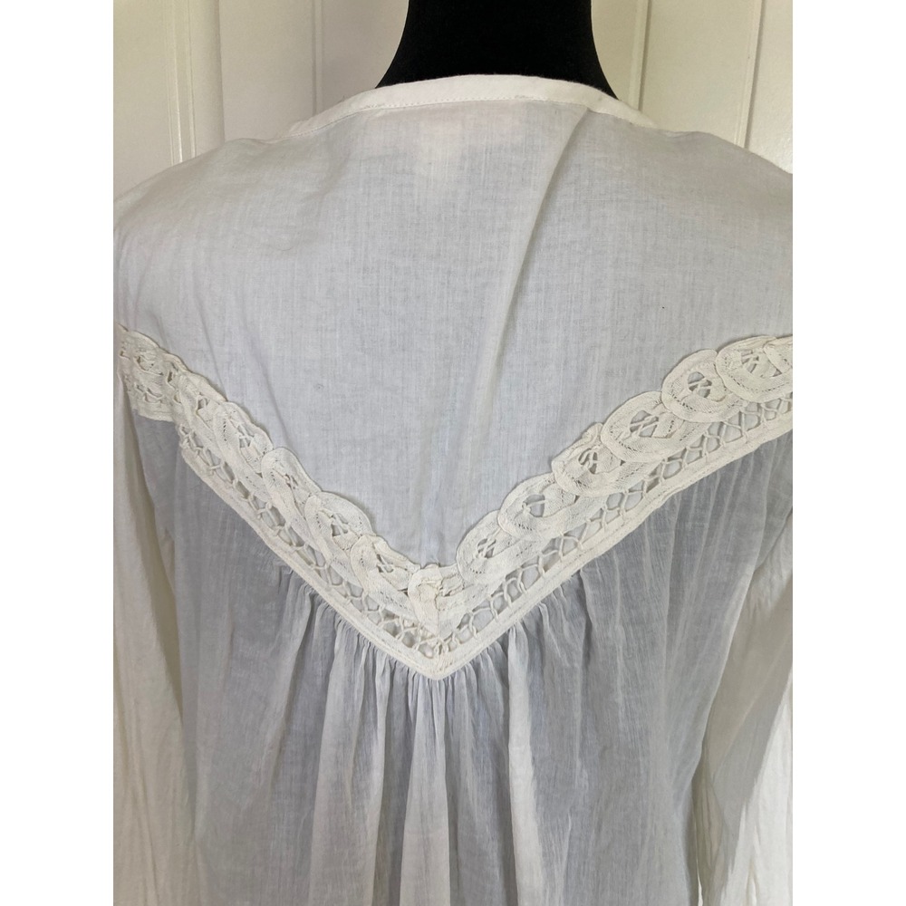 VAC West Vintage America White Cotton Gauze Crochet Lace Peasant Blouse Small - Picture 11 of 11